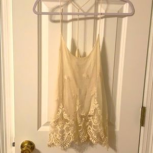 Ivory/ Cream mesh embroidered cami